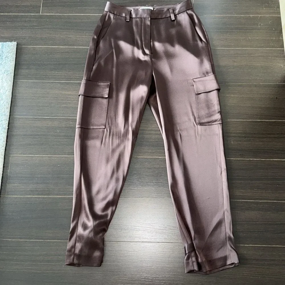 BABATON refined silk cargo pants, chocolate
